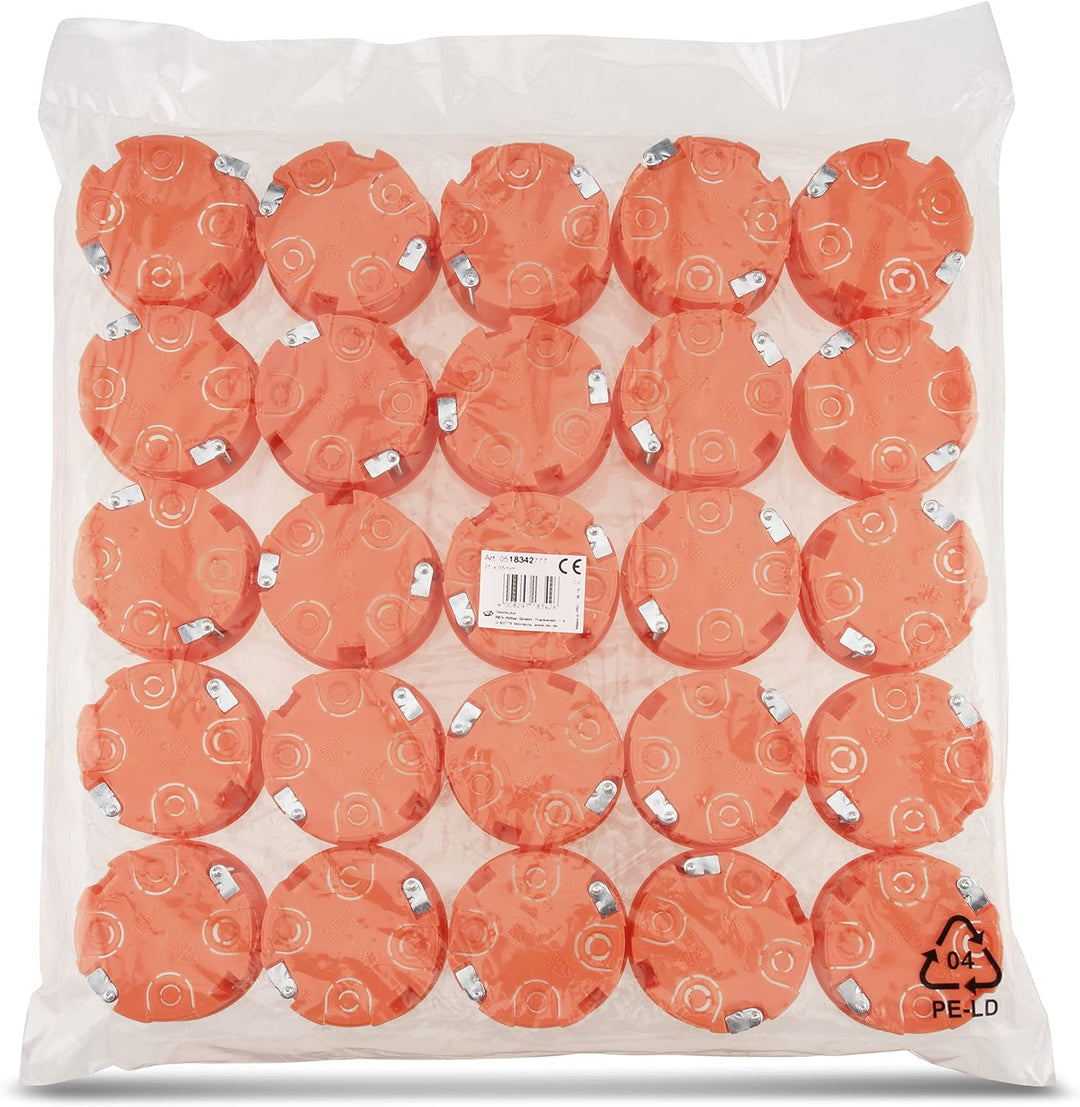 REV 0518342777 Hohlraumdose, Hohlwanddosen 25 St., Ø68mm, 35mm tief, Schrauben, orange 35 mm tief 25