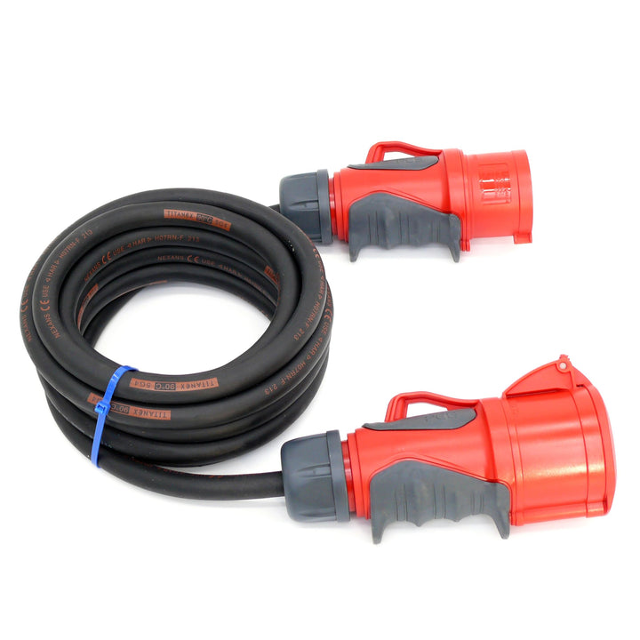 CEE Starkstromkabel (1,5m-50m) 32A Verlängerungskabel Titanex H07RN-F 5x4mm² mit PCE Grip Stecker un