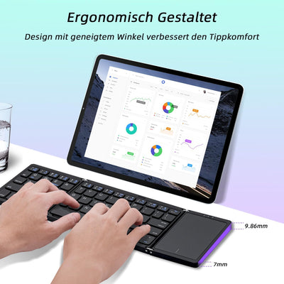 Mcbazel Faltbare kabellose Tastatur mit Touchpad für Tablet/Handy/PC, tragbare Tastatur, kabellos, w