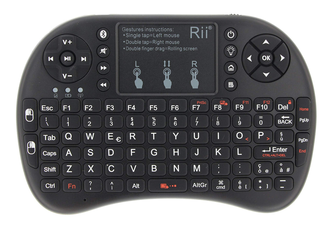Rii Mini i8+ Bluetooth (italienisches Layout) - Mini-Tastatur mit Hintergrundbeleuchtung mit Touchpa