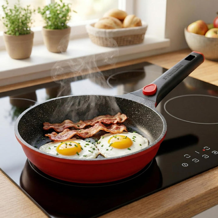 STONELINE SMART Bratpfanne 24 cm, Pfanne Aluguss, Abnehmbarem Griff, Pfanne Induktion, Alle Herdarte