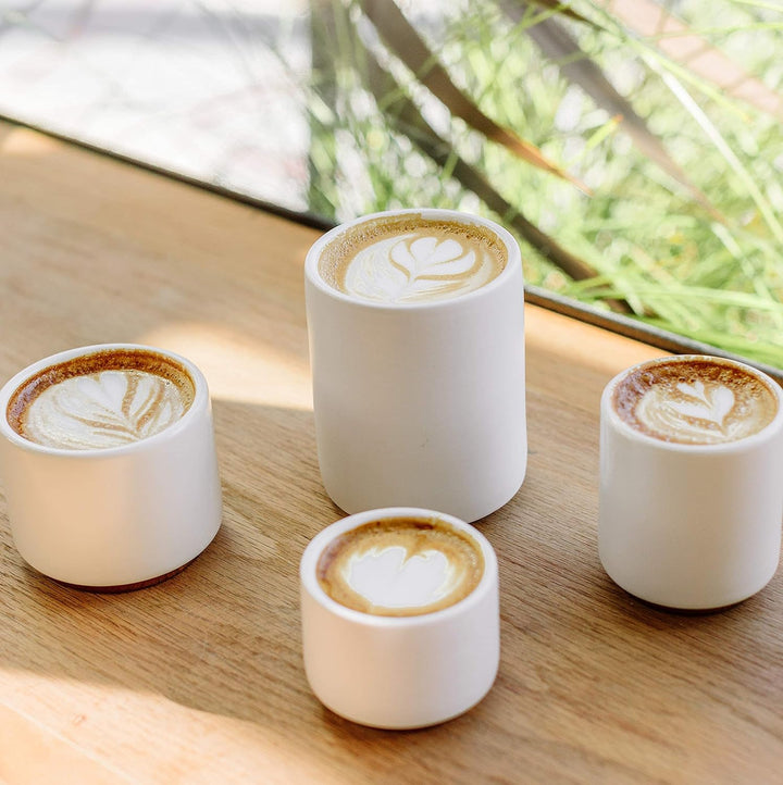Fellow Doppelwandige Milchkunst-Keramikbecher Demitasse Set (3 Unzen) Mattes Weiss, Demitasse Set (3