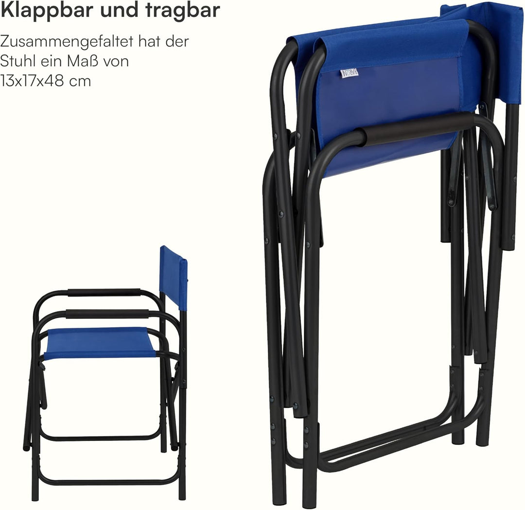 Baroni Home klappbarer Regiestuhl aus Stahlrohr, ergonomischer Klappstuhl mit Rückenlehne, faltbar u