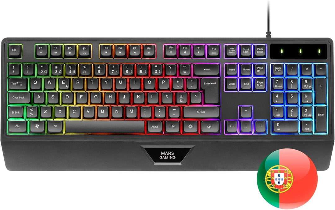 Mars Gaming MCP124PRO, Portugiesisch, Gaming-Combo 4in1, RGB H-Mech-Tastatur mit Handballenauflage,