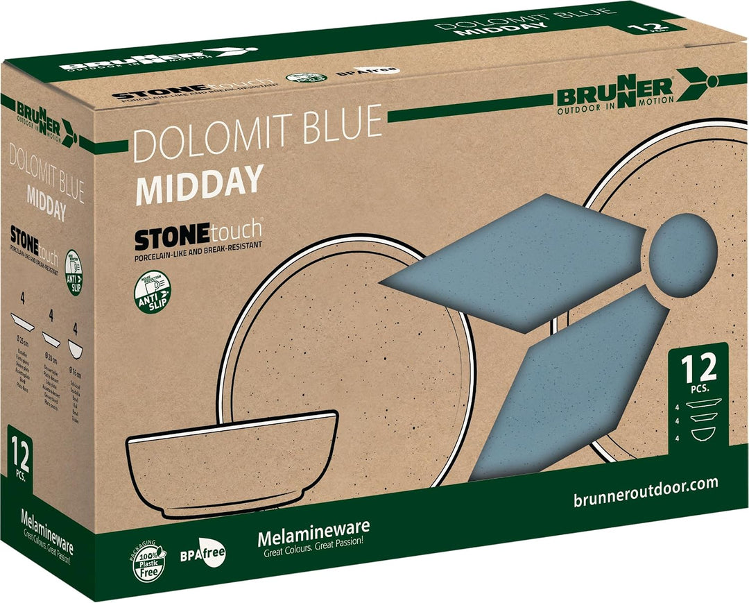 Brunner Dolomit Geschirrset, 12-teilig, denim