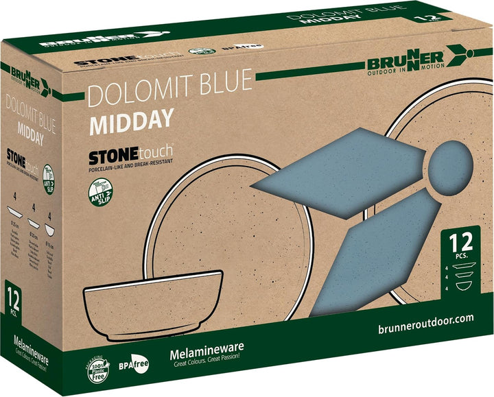 Brunner Dolomit Geschirrset, 12-teilig, denim