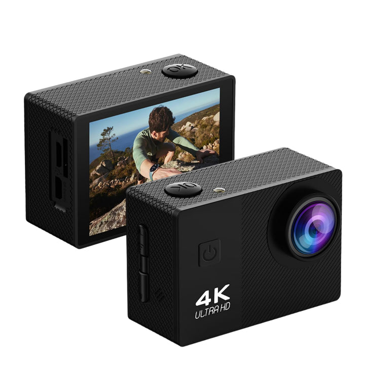 Action Kamera 4K HD, Radfahrkamera mit 2" IPS Display, 170° Weitwinkel, Elektronische Stabilisierung