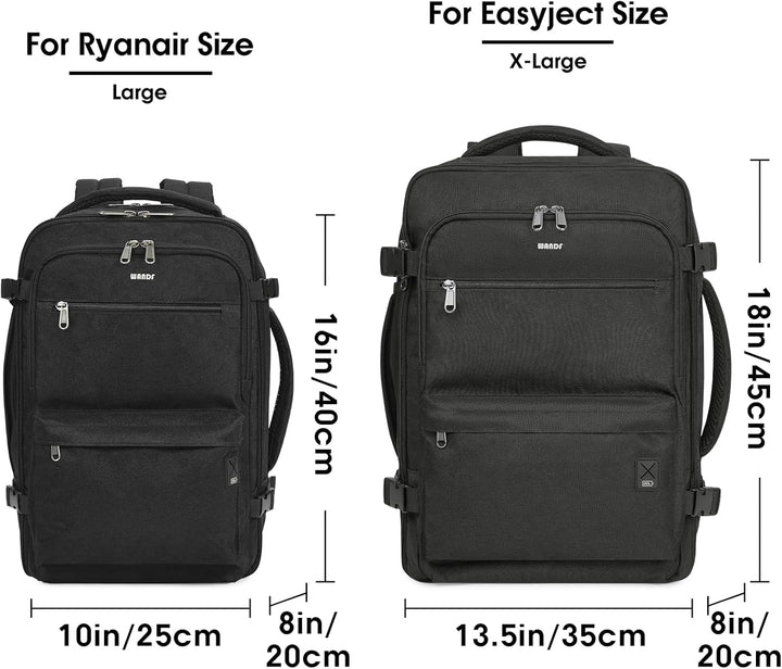 WANDF Handgepäck Rucksack 40x20x25cm für Ryanair Airlines, Untersitz-Reise-Handgepäck-Tasche mit Nas