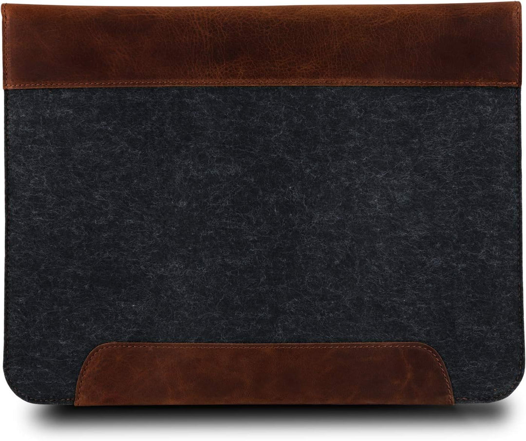 MegaGear MacBook-Tasche aus echtem Leder und Fleece,Laptop-Hülle für MacBook Pro und MacBook Air,14