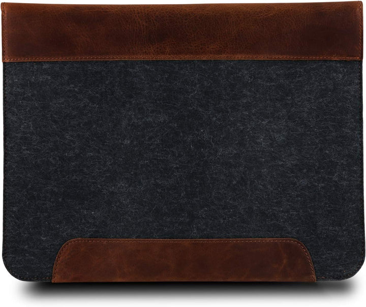 MegaGear MacBook-Tasche aus echtem Leder und Fleece,Laptop-Hülle für MacBook Pro und MacBook Air,14