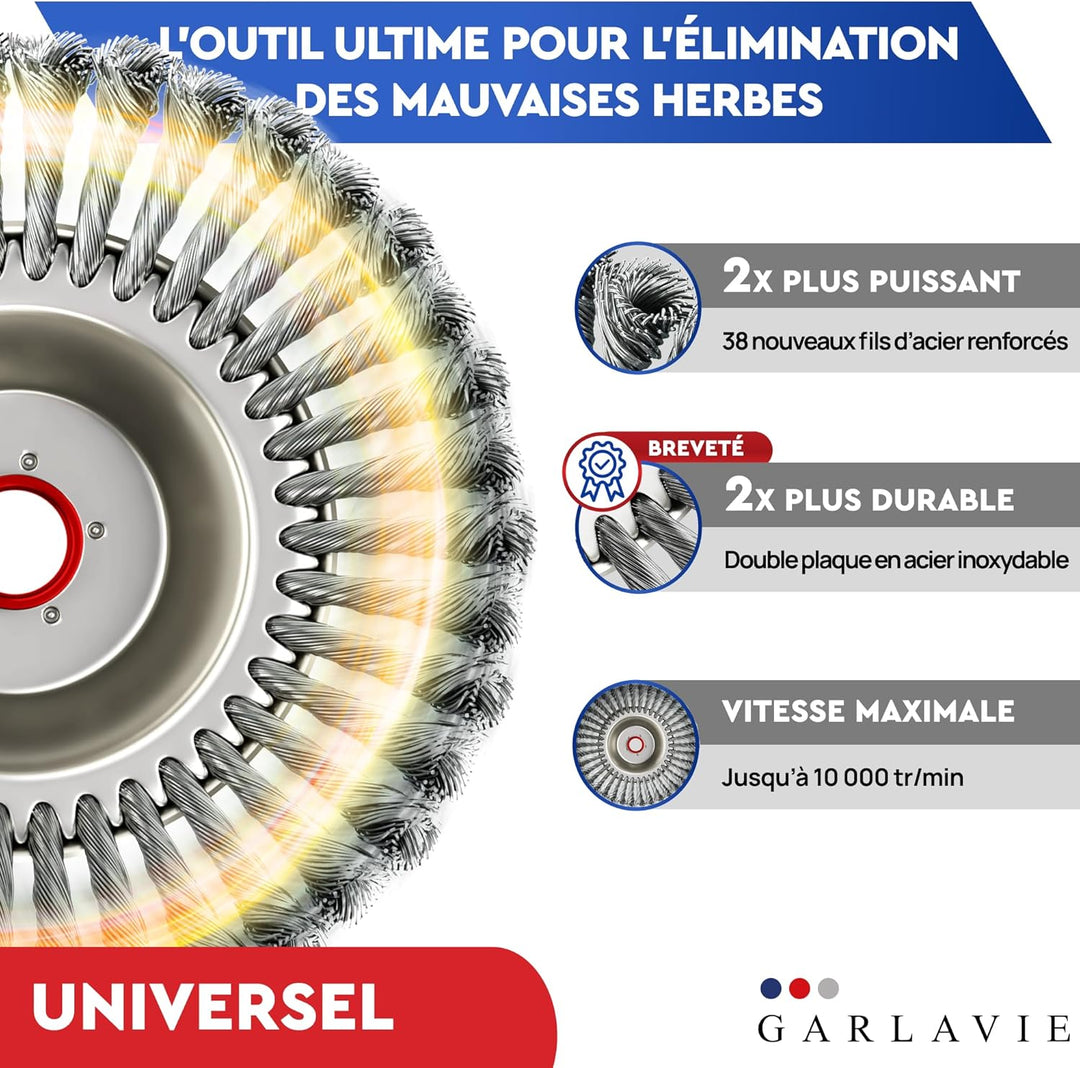 GARLAVIE Profi Unkrautbürste und Installationswerkzeug für Freischneider mit 25,4mm Bohrung - Hochwe