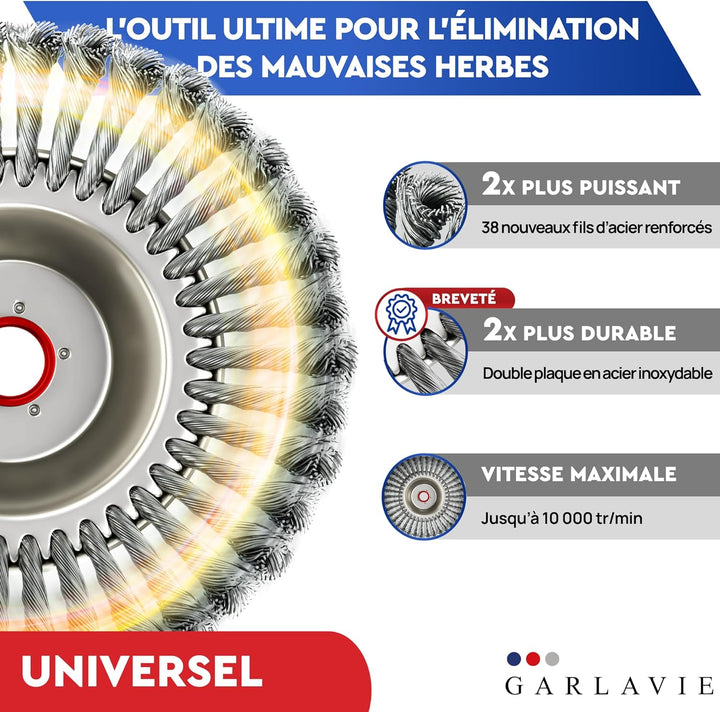 GARLAVIE Profi Unkrautbürste und Installationswerkzeug für Freischneider mit 25,4mm Bohrung - Hochwe