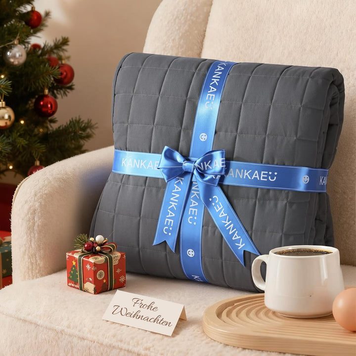 KANKAEU Gewichtsdecke 150x200cm 7kg - Weighted Blanket mit Glasperlen - Anti-Stress Decke gegen Schl
