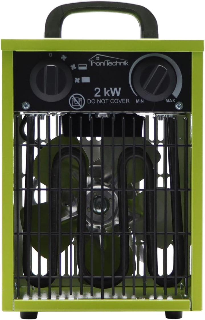 Tronitechnik® Elektroheizer Heizlüfter Bauheizer 2 KW mit integriertem Thermostat elektrisch Heizger