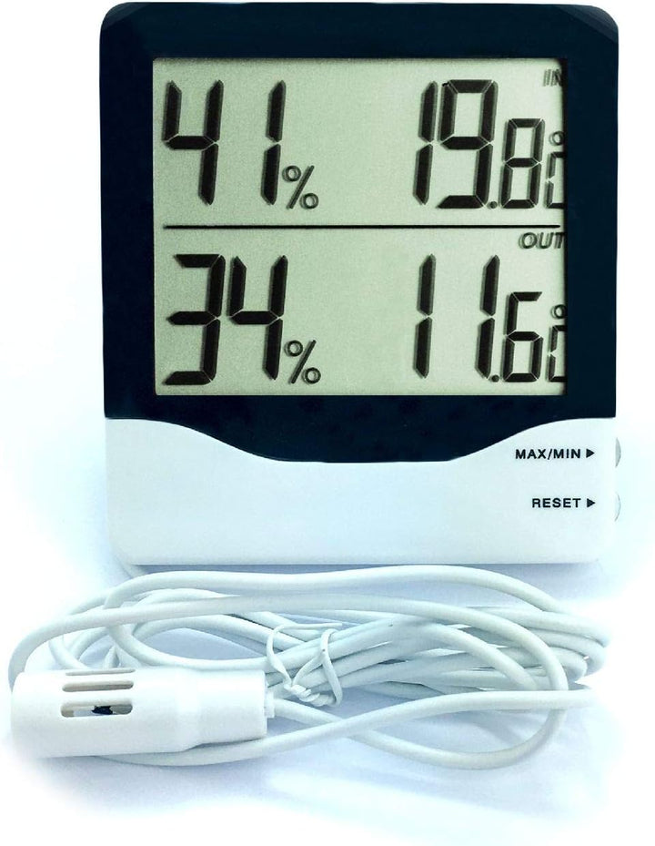 TFA Dostmann Digitales Thermo-Hygrometer für Raum- und Aussenklima, Höchst- und Tiefstwert, L 102 x