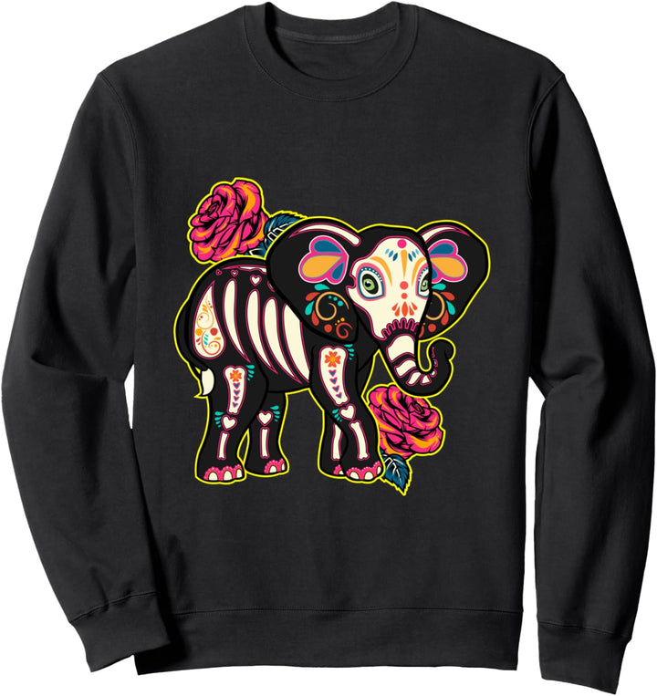Elefant dia de los muertos Tag des toten Elefantenschädels Sweatshirt