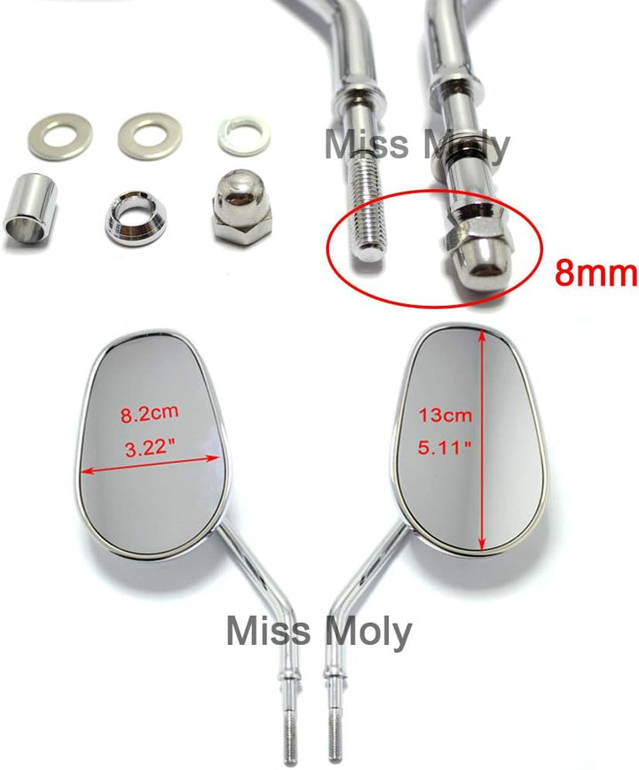 8mm Motorrad Seitenspiegel für Sportster 1200 XL883 Dyna Softail Road Glide(#2-Chrom) # 2-Chrom, # 2