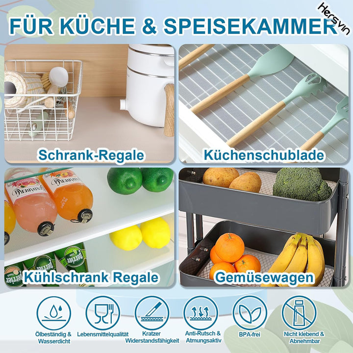 Hersvin Schubladenmatte (Übergrösse) 60cmx500cm Schrankpapier Schubladeneinlage Eva Wasserfest Nicht