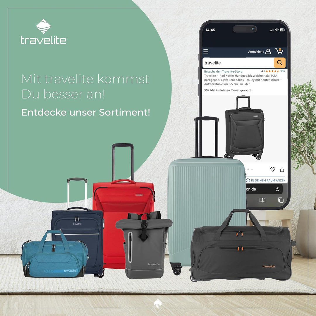 travelite 2-Rad Handgepäck Koffer mit Liquids Bag erfüllt IATA Bordgepäck Mass, Gepäck Serie CABIN U