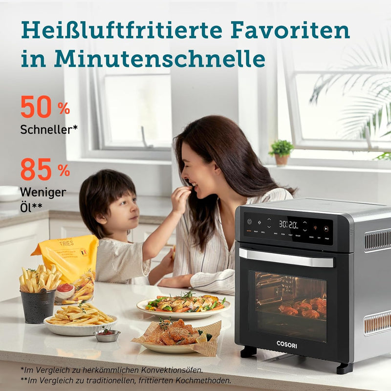 COSORI Heissluftfritteuse 12L, 11 Mutifunktionen, Dörren, Gären Funktion, Duale Heizung, Sichtfenste