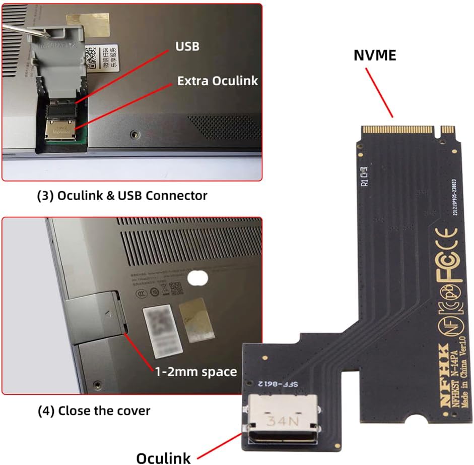 NFHK PCI-E 4.0 M.2 M-Key auf Oculink SFF-8612 SFF-8611 Host Adapter für 2022 2023 ThinkBook 14+ exte