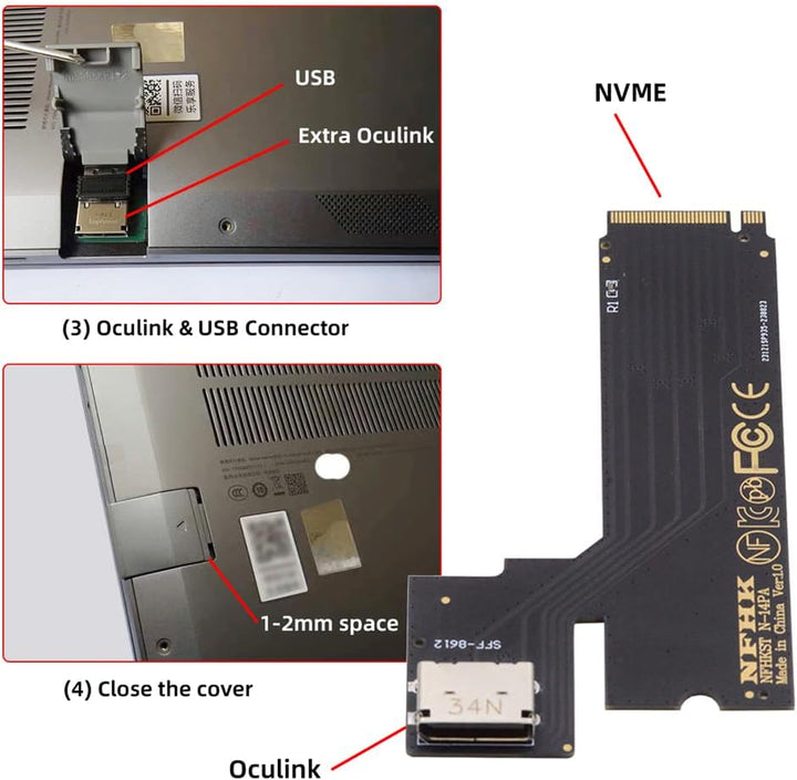 NFHK PCI-E 4.0 M.2 M-Key auf Oculink SFF-8612 SFF-8611 Host Adapter für 2022 2023 ThinkBook 14+ exte