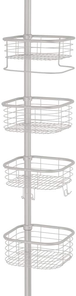mDesign Duschregal ohne Bohren – praktischer Shower Caddy für die Ecke aus Metall und Kunststoff – a