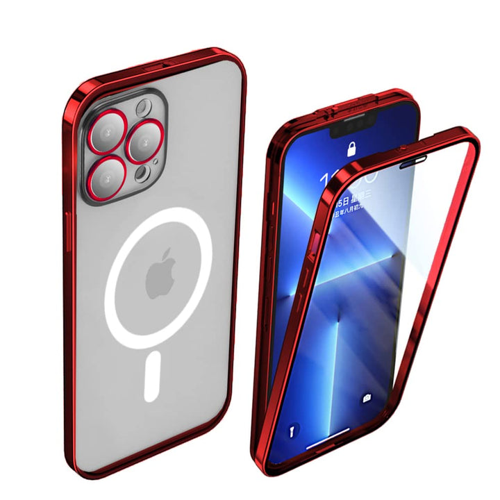 CeeEee iPhone 14 Pro Hülle Magsafe Slim Cover Gehärtetes Glas klar Slim Handyhülle Stossfänger Metal