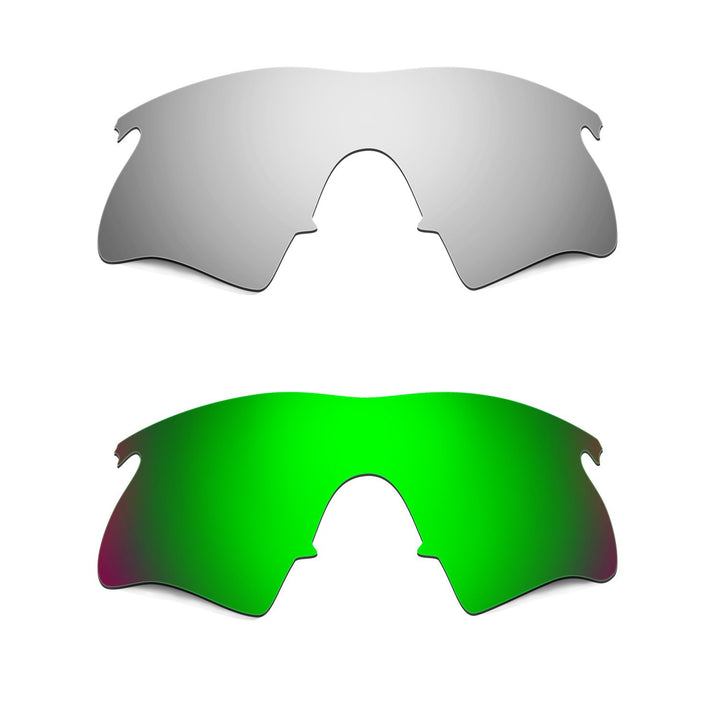 HKUCO Plus Mens Replacement Lenses For Oakley M Frame Heater Titanium/Emerald Green Sunglasses