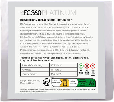 EC360® Platinum 16,6W/mK Wärmeleitpad (50 x 50 x 2,0 mm), 50 x 50 x 2,0 mm