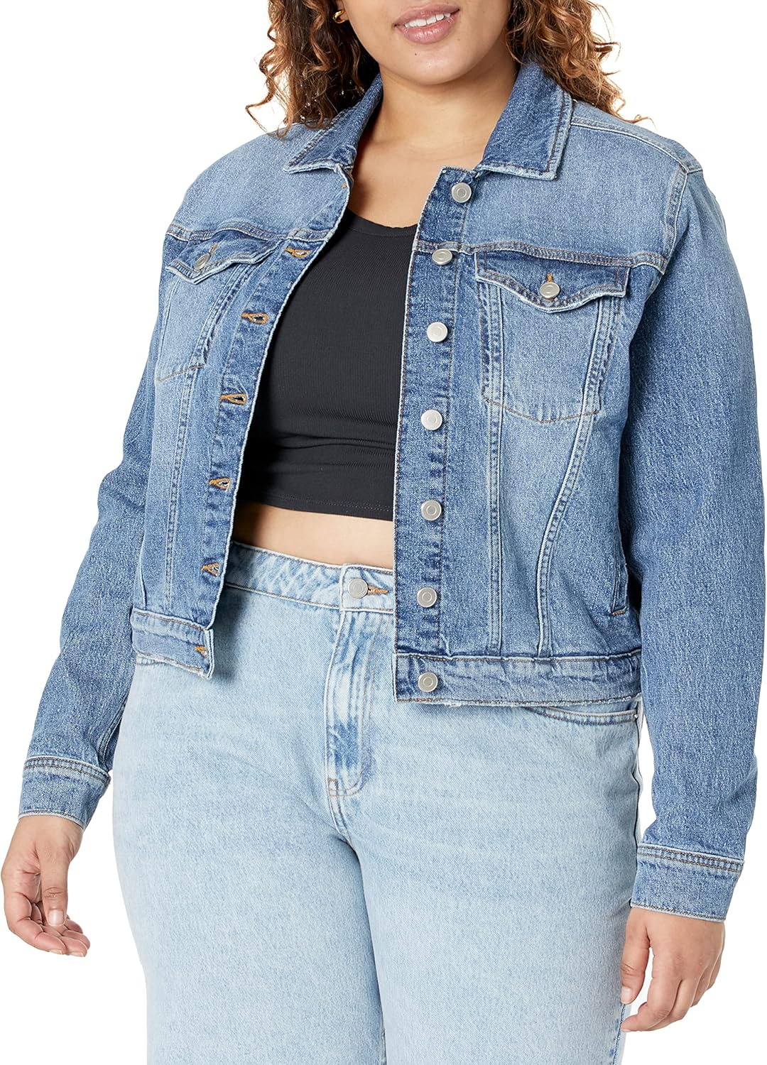 The Drop Jeansjacke für Damen, Jai Kurz geschnitten XS Mittleres Indigoblau, XS Mittleres Indigoblau