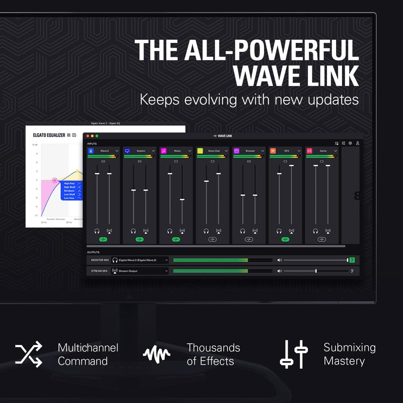 Elgato Wave:3 Mikrofon Mit Mic Arm Low Profile, Voll Einstellbar Mit Kabelkanal, Ideal Für Podcasts,