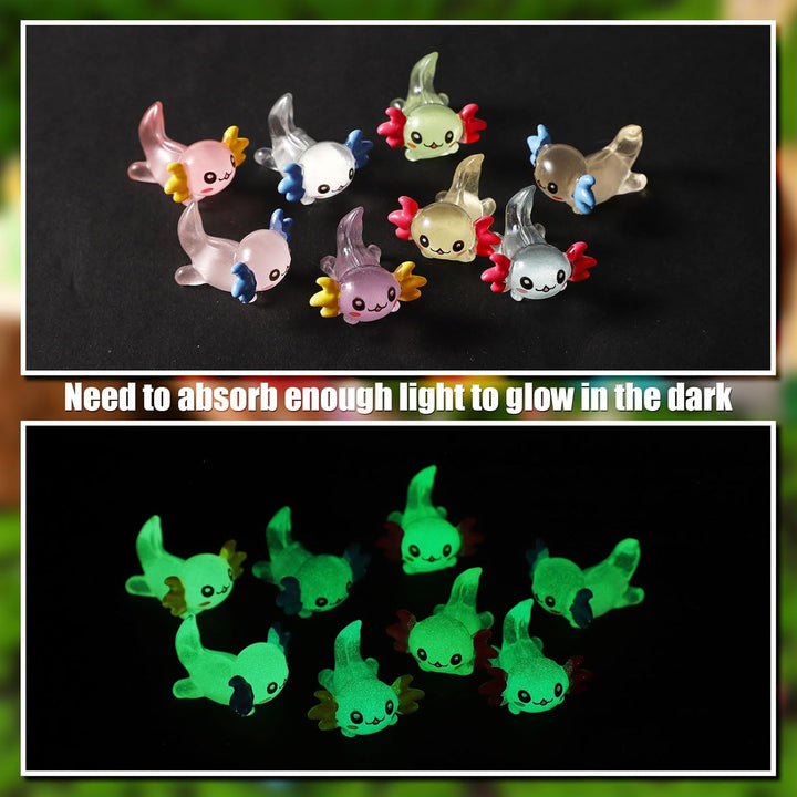 XIHIRCD 72stk Mini-Axolotl Kunstharz, 3 Stile Winzige Miniatur-Axolotl-Figuren Kleines Axolotl-Ornam