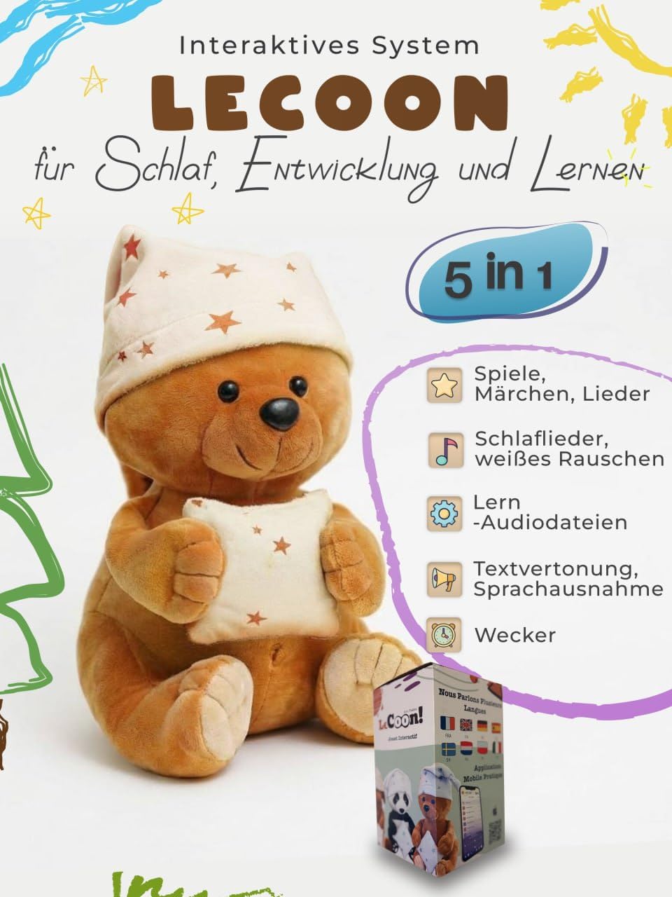 Interaktiver und lernfördernder Plüschbär – EIN magischer Freund zum Schlafen, Spielen und Entdecken