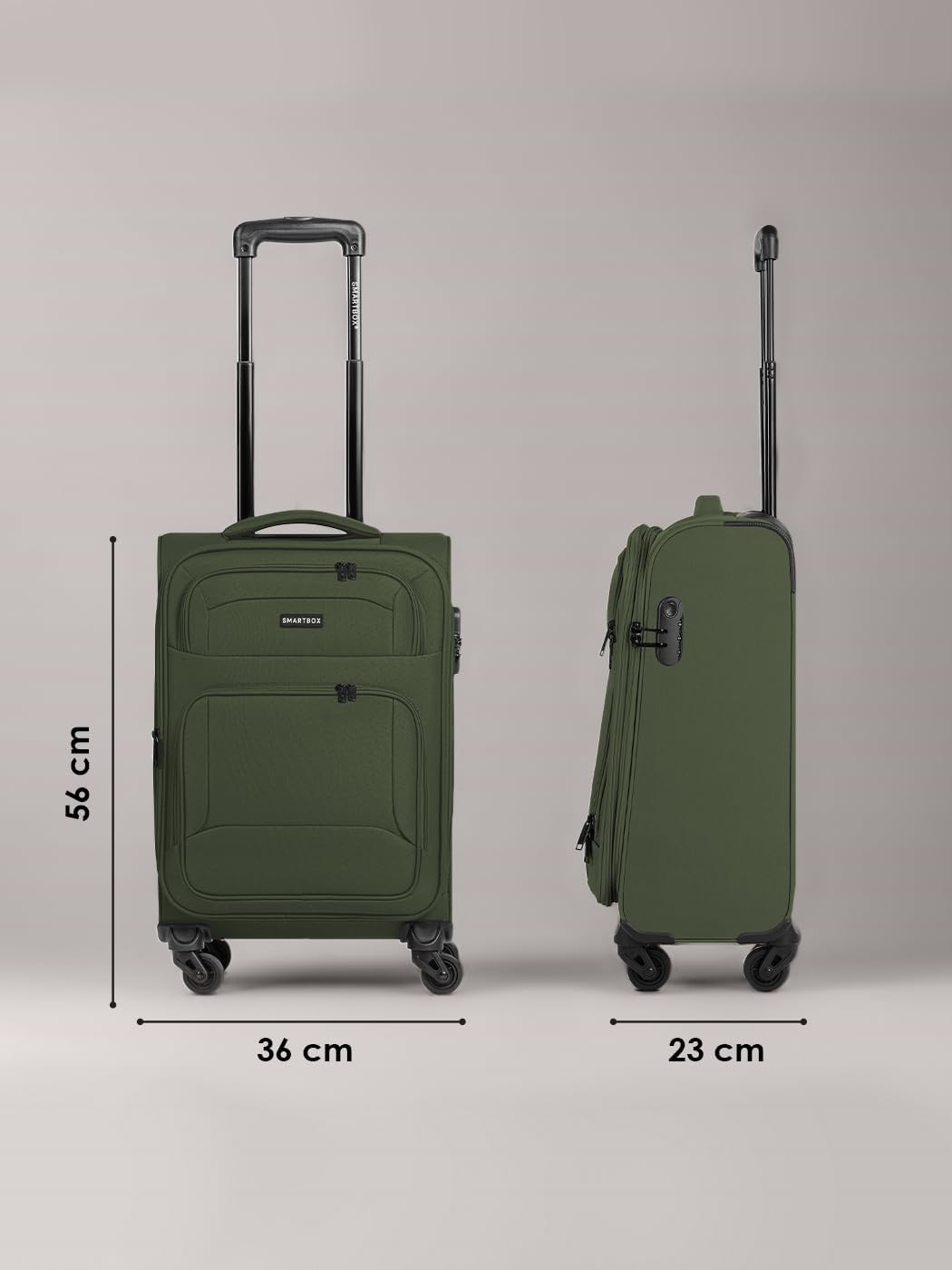 SMARTBOX Weichgepäck Kabinen-Koffer für Damen & Herren | Kleiner Cabin-Trolley 36 x 23 x 57 cm | 4 R