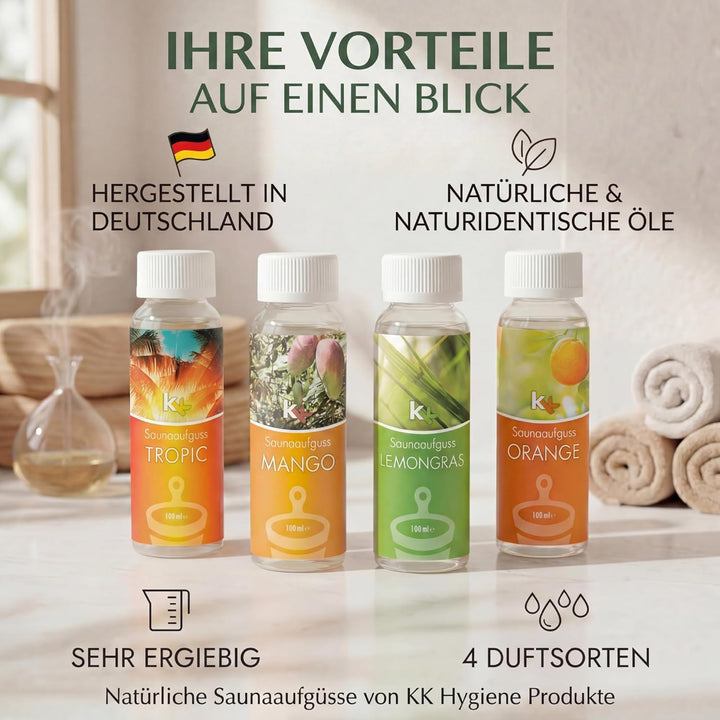 KK Saunaaufguss-Set Karibik - Made in Germany - 4 verschiedene Duftsorten in einem Set - Tropic, Man