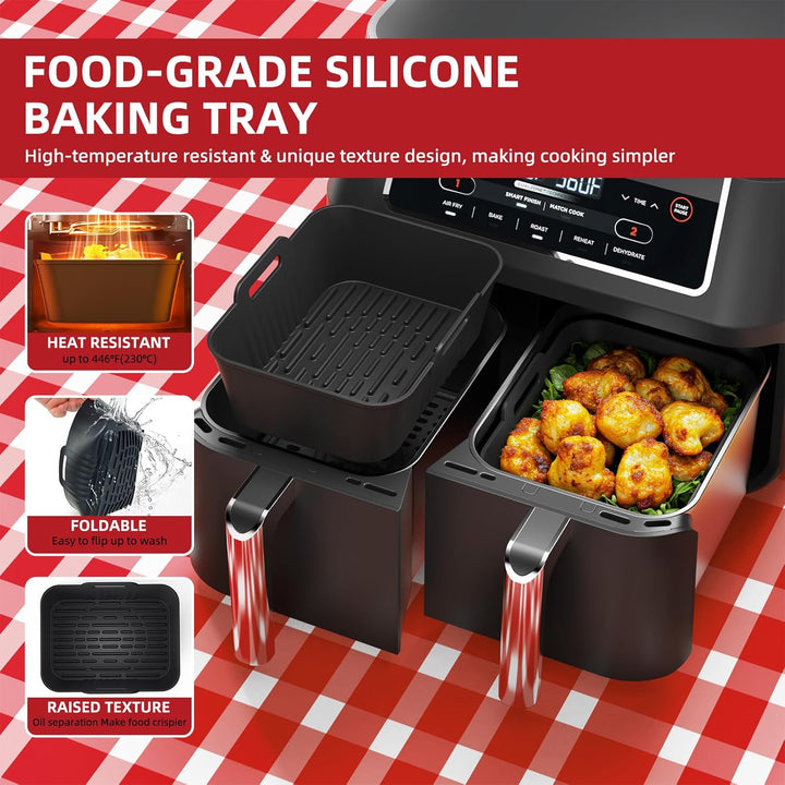 Ninja Heissluftfritteuse Zubehör, 4 Stück Airfryer Zubehör für Ninja Dual Zone AF400EU AF300EU 7,6L–
