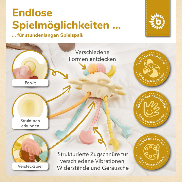 Bieco Silikon Activity Planet Banana | Montessori Spielzeug für 1-Jährige | Ufo Motorikspielzeug | Z