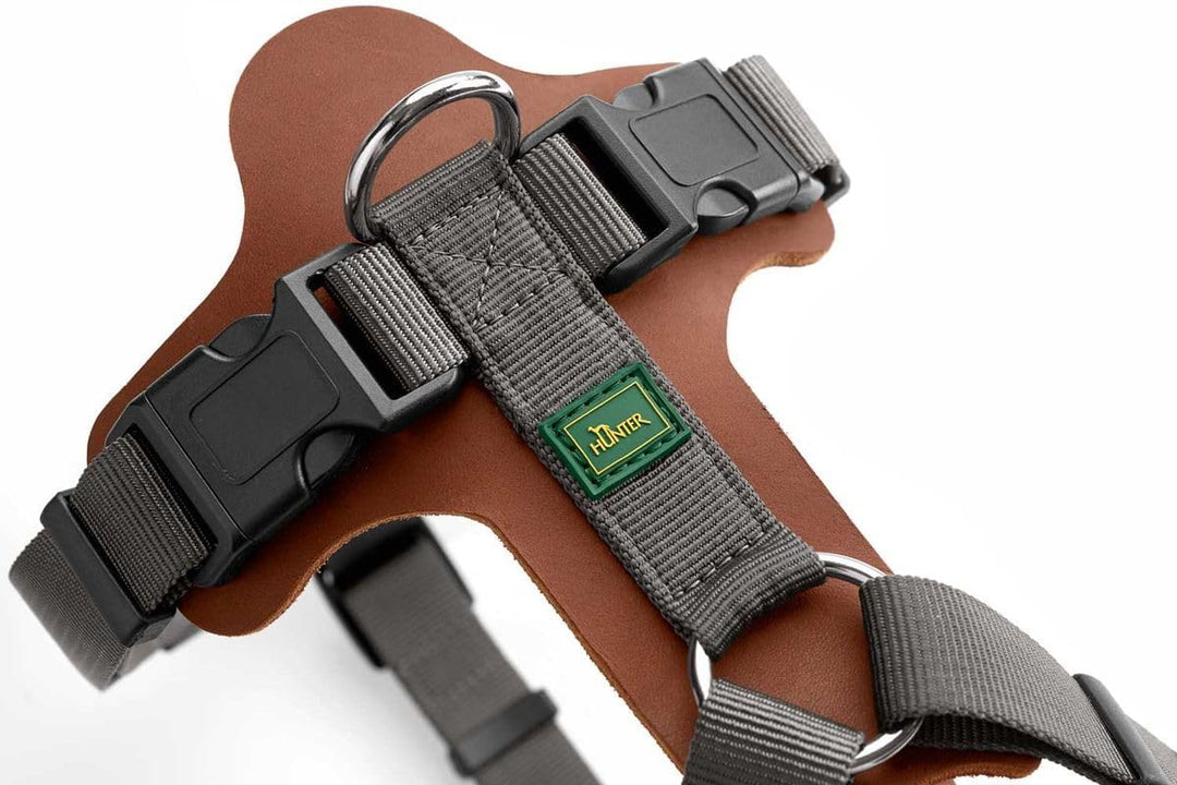 HUNTER AALBORG MIXED Hundegeschirr, S, cognac/grau, 46 - 67 cm cognac/grau 46 - 67 cm, cognac/grau 4