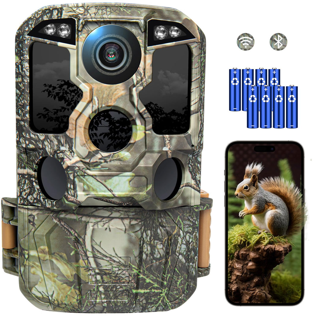 KJK 4K 84MP Wildkamera mit Handyübertragung APP, WLAN Bluetooth Wildkamera mit Bewegungsmelder Nacht