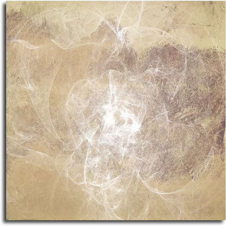 Paul Sinus Art Beige weiss Abstraktes Leinwandbild Abstrakt162- dekorativer Einteiler Wandbild 60x60