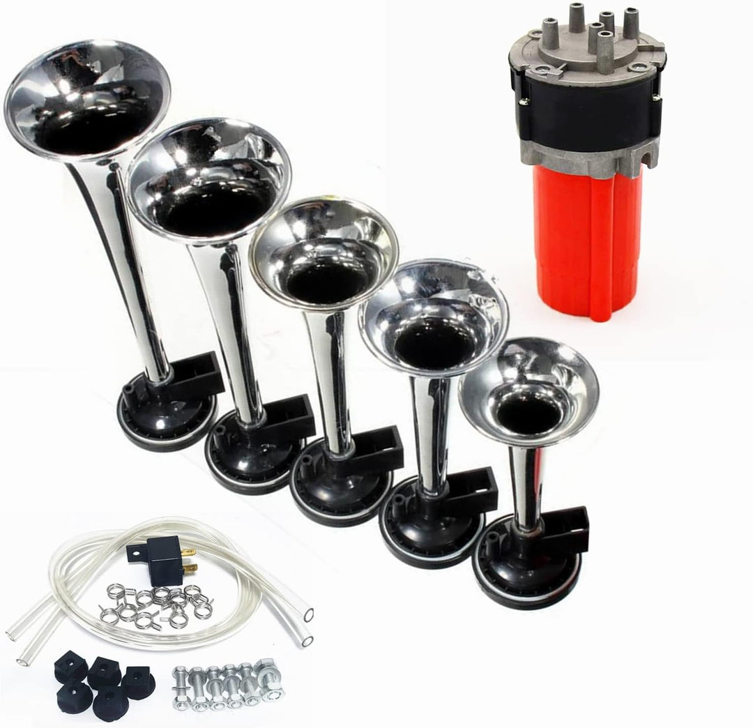 YIYIDA Autohupe Lufthupe Car Horn fünf Röhren Musikhupe 160db LKW-Hupe Car Horn 12V Trompete Dixie E