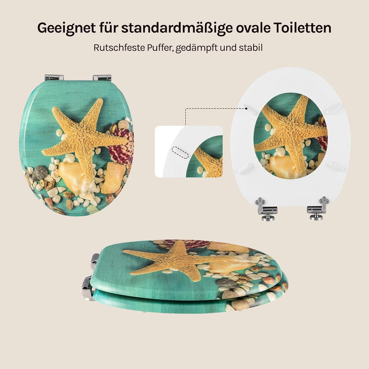 WOLTU Premium WC-Sitz Toilettensitz mit Absenkautomatik, MDF Holzkern, Softclose Scharnier, Antibakt