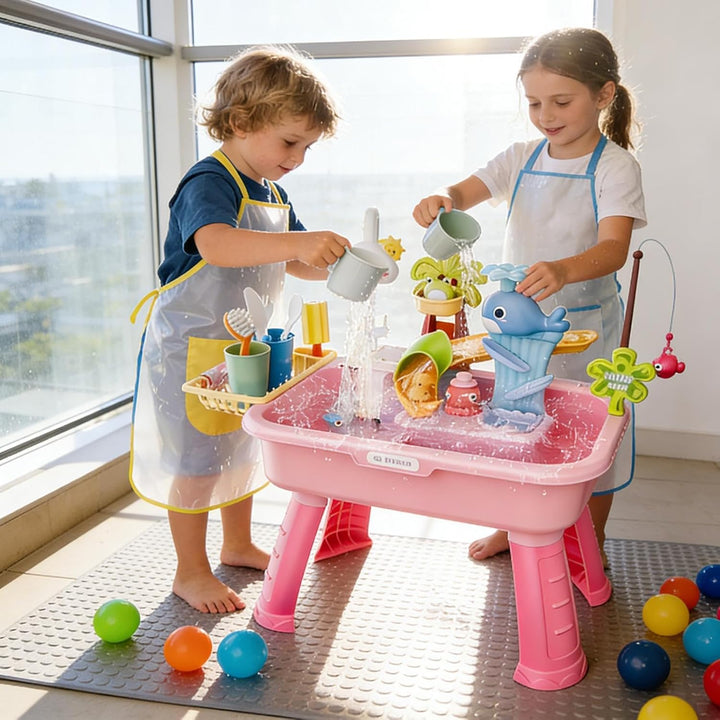 Regenschauer Wasserspieltisch Kinder Outdoor | 4 In 1 Spielspüle Mit Fliessendem Wasser Und Pumpe |
