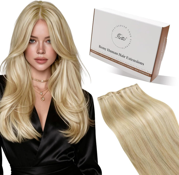 Hetto Extensions Tressen Echthaar Blond Highlight Tressen Extensions Echthaar Remy Extensions Tresse