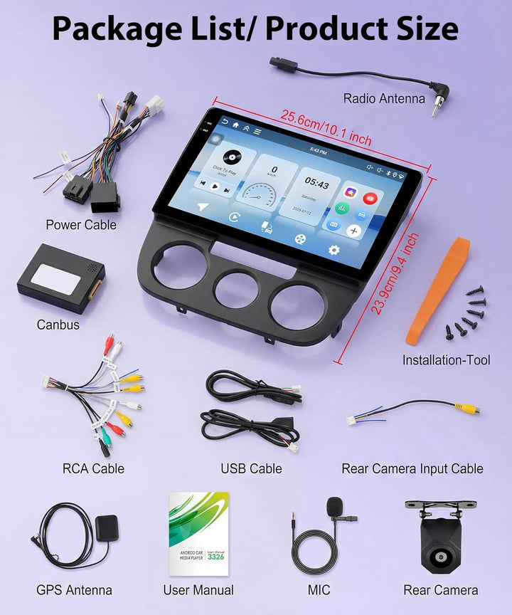 Rimoody 4G+64G Android Autoradio für VW Sagitar VW Jetta 2006-2010 Wireless Carplay Android Auto, 10