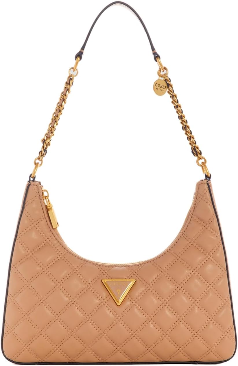 GUESS Damen Giully Top Zip Shoulder Bag Schultertasche, Reissverschluss Oben Einheitsgrösse Beige, E