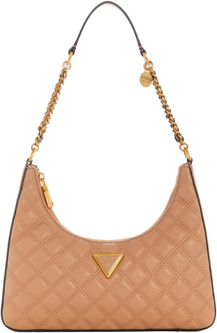 GUESS Damen Giully Top Zip Shoulder Bag Schultertasche, Reissverschluss Oben Einheitsgrösse Beige, E