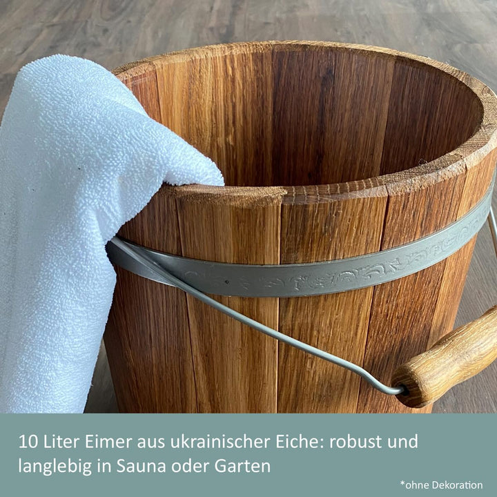 Waldmeister Sauna Set - Eichenholz Sauna Eimer 10 L und Saunakelle 1 L im Set - traditionelle ukrain