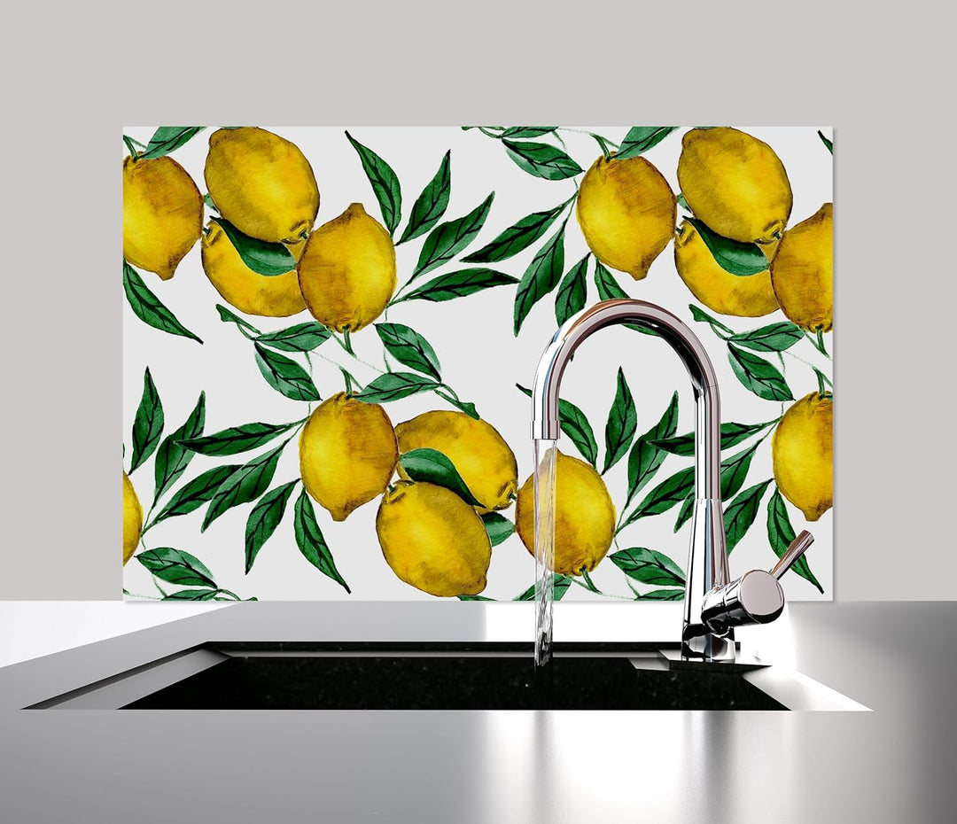 Cuadros Lifestyle Küchen Spritzschutz Zitronen 60x40 cm | Küchenrückwand aus Alu-Dibond | Küchenpane